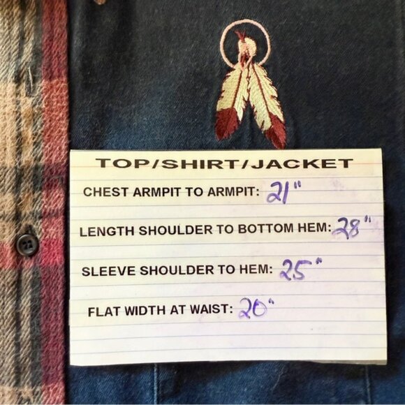 VTG Wrangler Denim Flannel Men’s Medium Shirt Feathers Western Cowboy Rodeo Gift - Picture 9 of 12